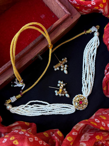 Pachi Kundan Pendant Choker Necklace with Earring set