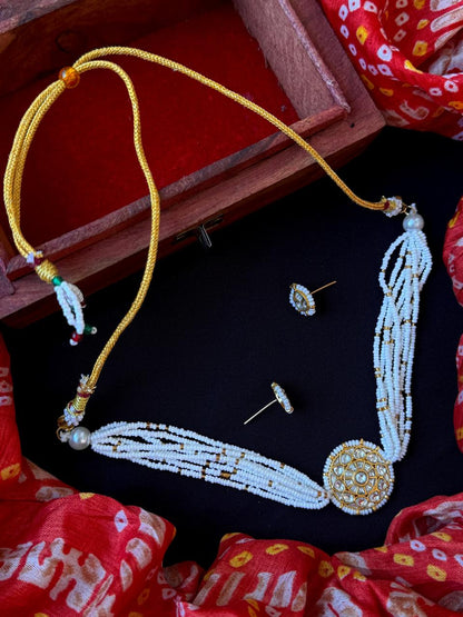 Pachi Kundan Pendant Choker Necklace with Earring set