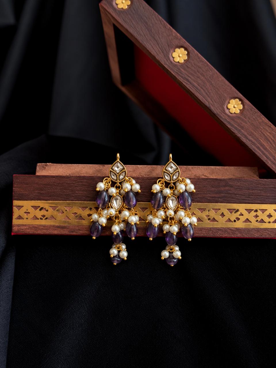 Pachi Kundan Stone Beaded Earring
