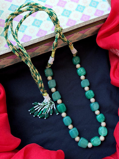 Stone Beads with AD Balls Single Layer Mala Necklace