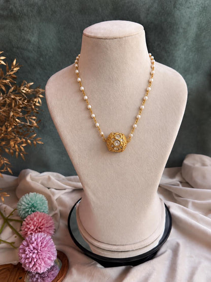 Meenakari Ball Pendant Beaded Chain Necklace