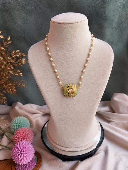 Meenakari Ball Pendant Beaded Chain Necklace