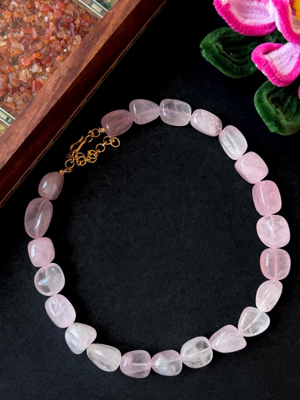 Rose Quartz Stone Choker Necklace