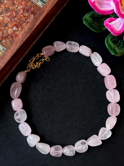 Rose Quartz Stone Choker Necklace