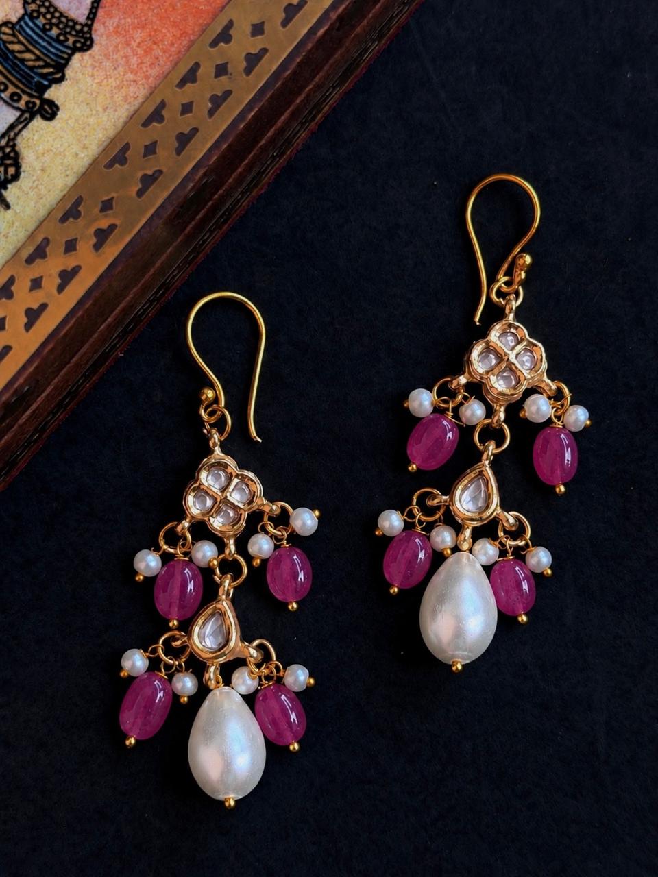 Kundan with Glass Pearl Ethnic earring