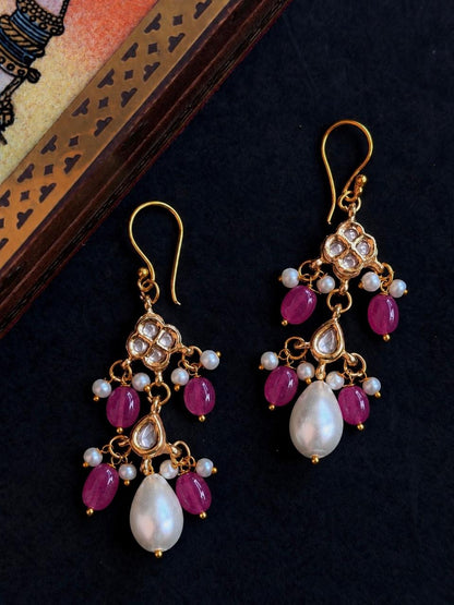 Kundan with Glass Pearl Ethnic earring