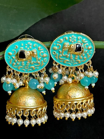 Meenakari Top with Golden Jhumki Earring