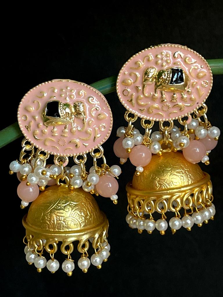 Meenakari Top with Golden Jhumki Earring