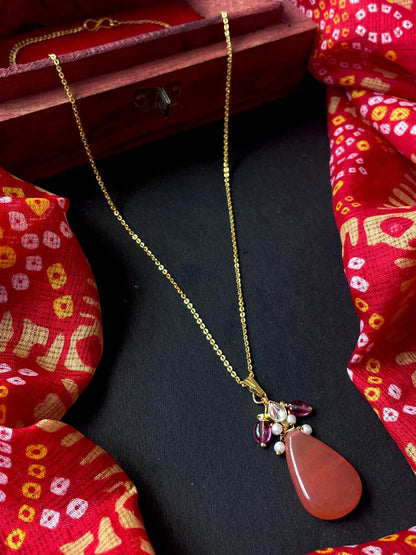 Pachi Kundan with Stone Chain Pendant Necklace