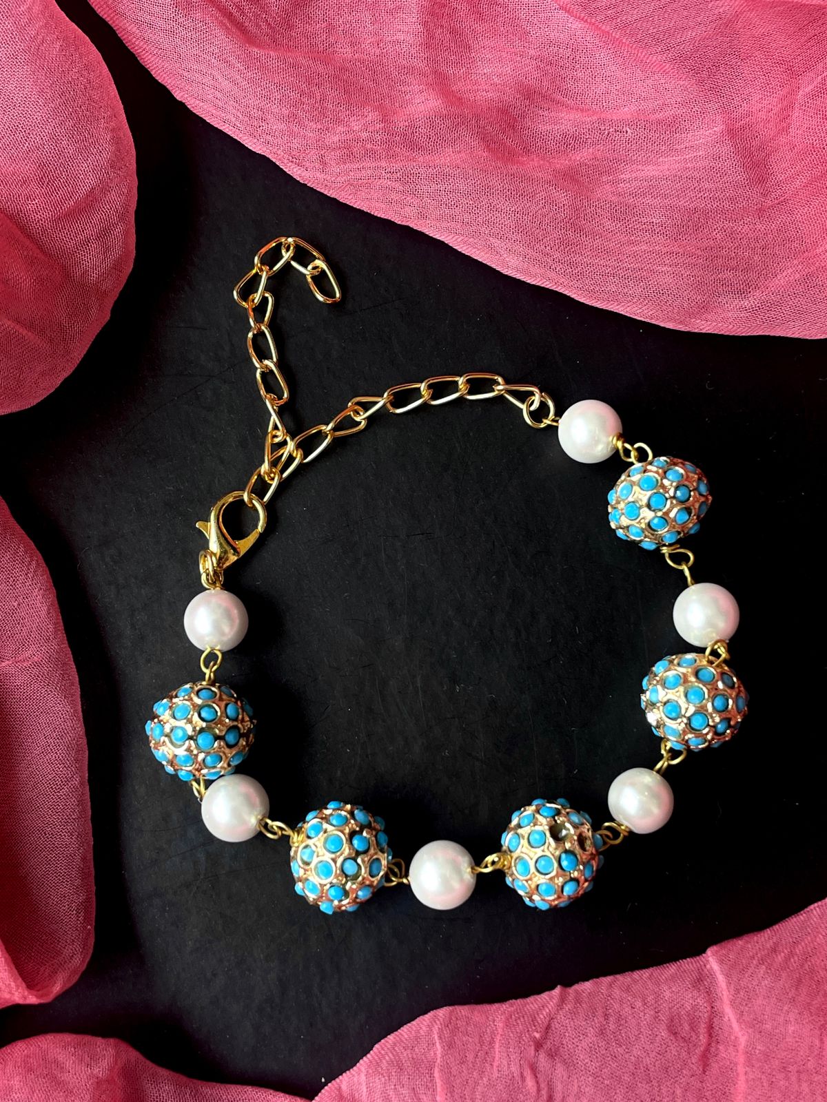 Golden Ball with Pearl Bracelet