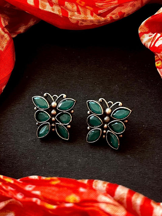 Monalisa Stone Oxidized Butterfly Earring