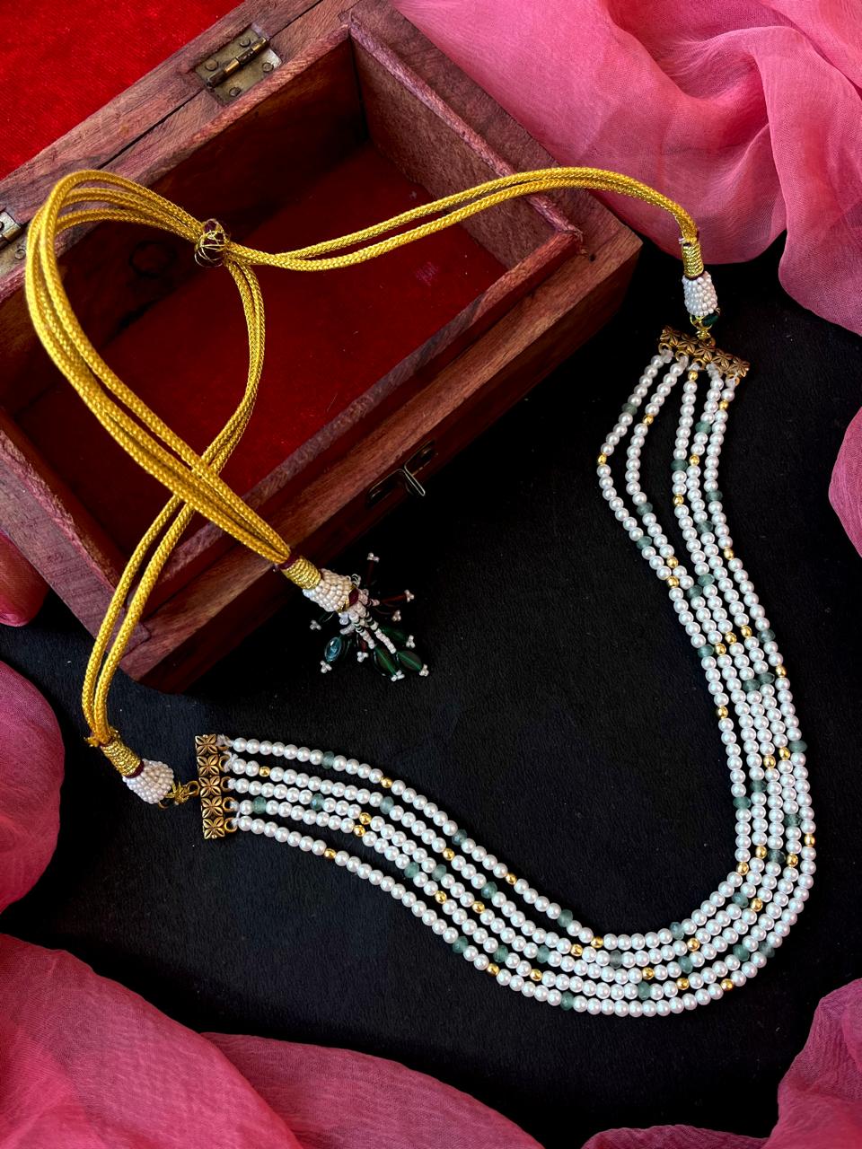 Pearl Five Layer Mala Choker Necklace