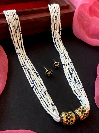 Meenakari Stone Ball Pendant Necklace with Meenakari Earring Set