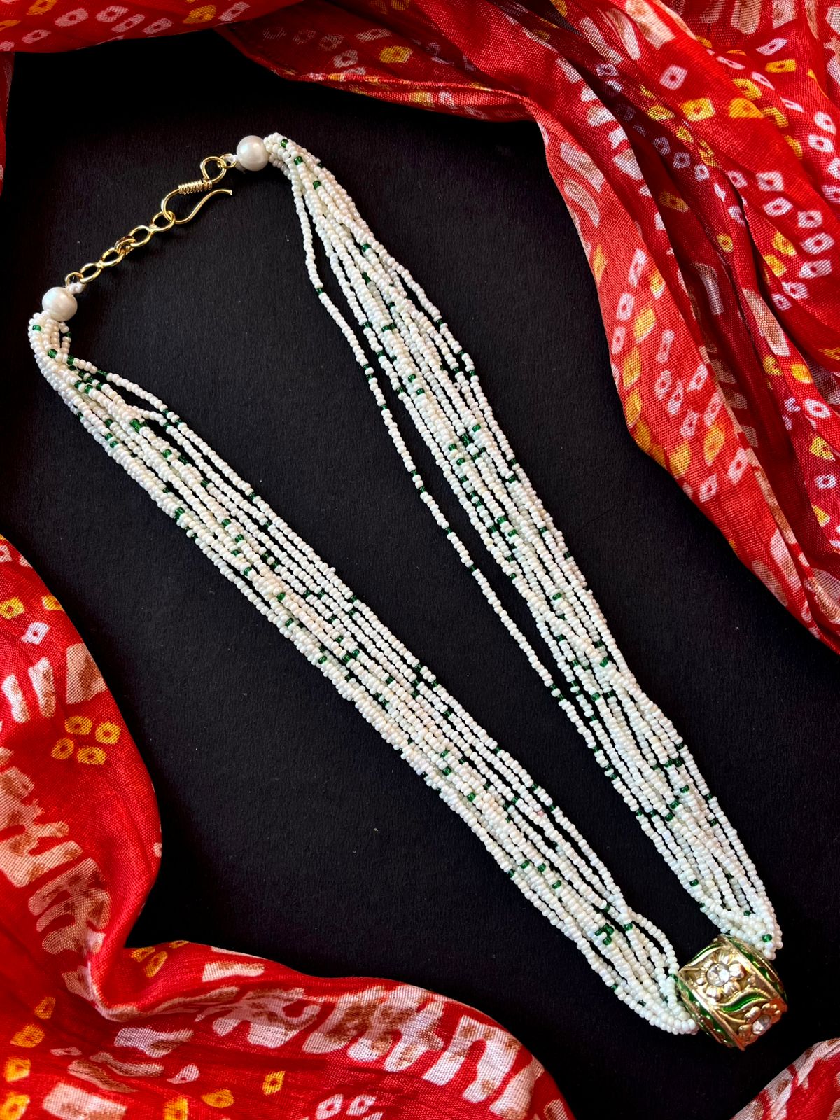 Meenakari Pendant Multi colour Beaded Mala Necklace