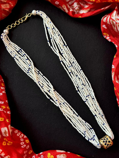 Meenakari Pendant Multi colour Beaded Mala Necklace