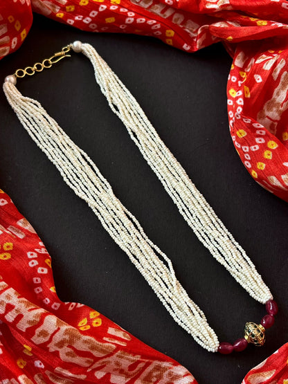 Stone Beads with Meenakari Ball Pendant Necklace