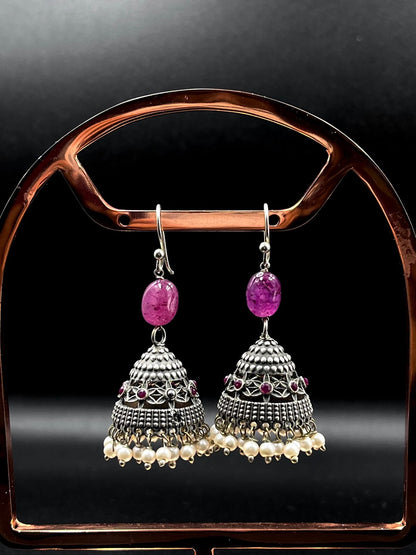 Black Polish Antique Look Earring