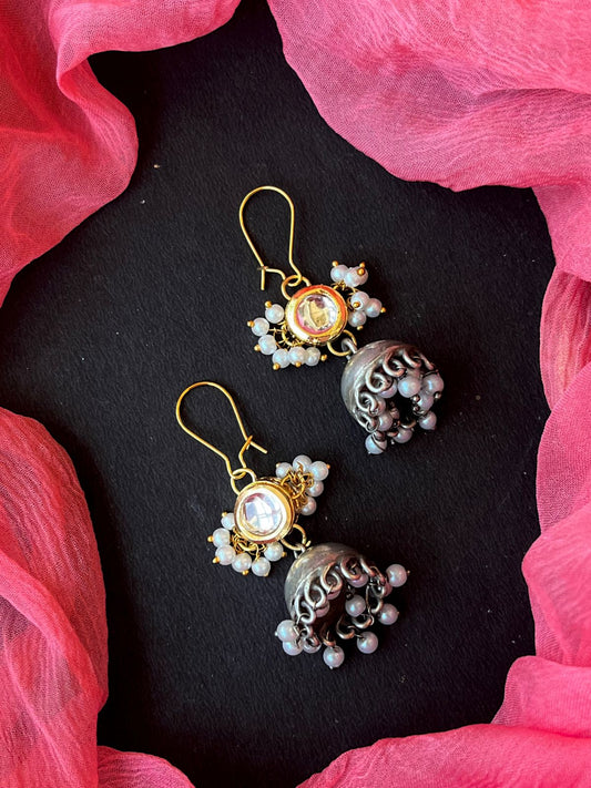 Kundan Top with Oxidized Jhumki Earring