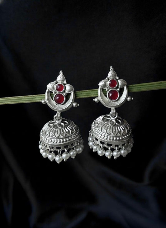 Silver Replica Top and Jhumki Earring