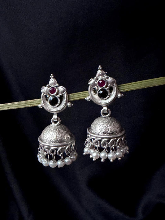 Silver Replica Top and Jhumki Earring
