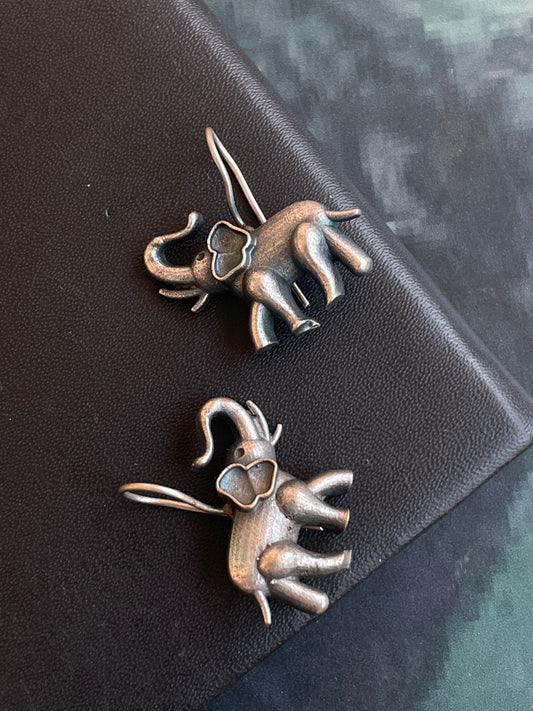 Oxidized Elephant shape Earring