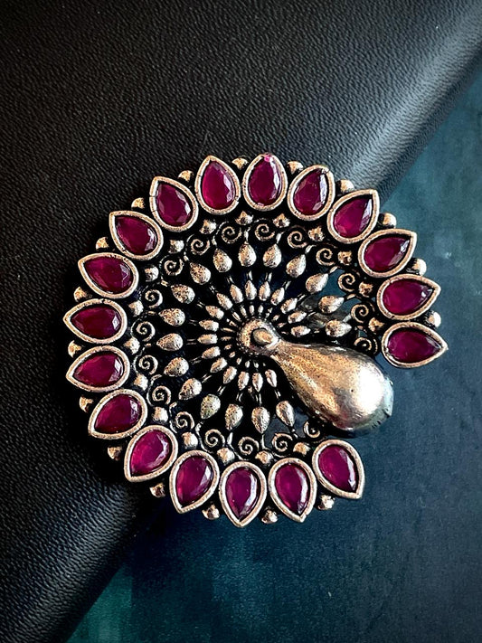 Peacock Shape Monalisa Stone Ring