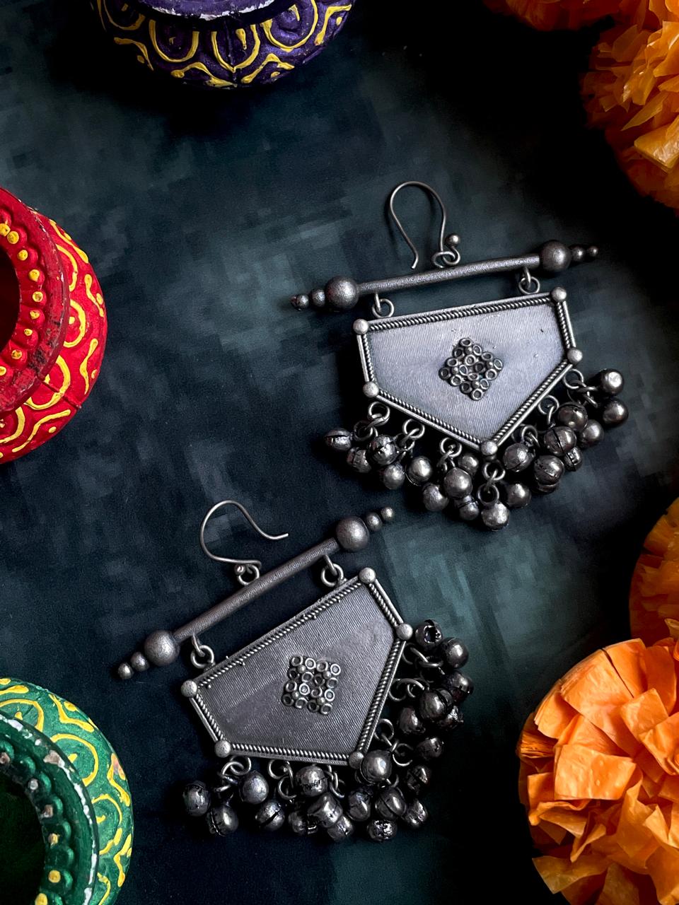 Oxidized Ethnic Ghunghroo Earring