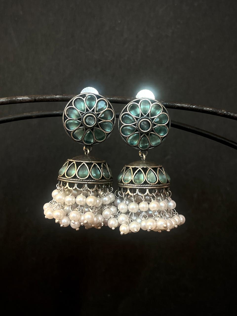 Monalisa Stone Black Polish Beaded Earring