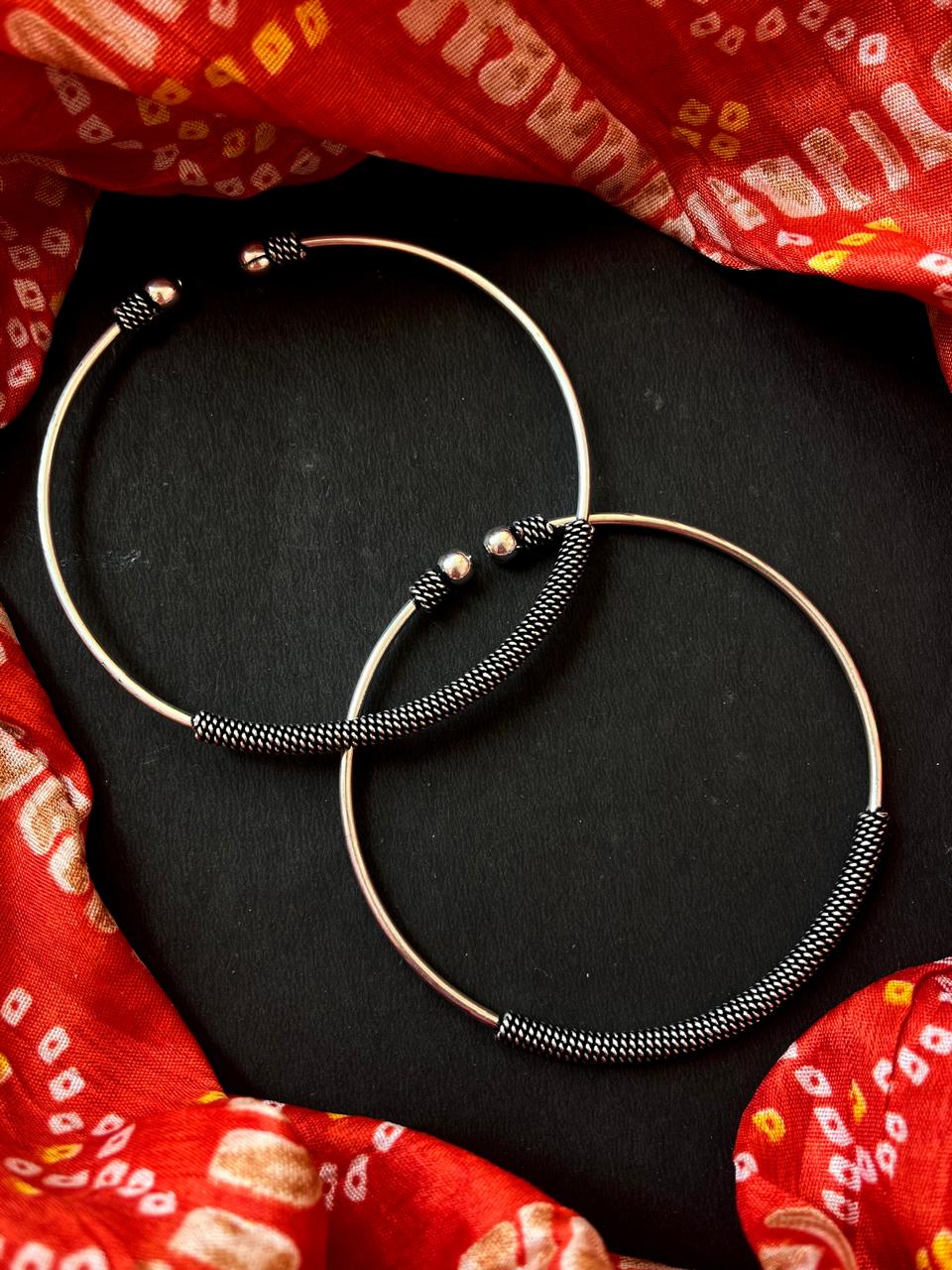 Oxidized Designer Anklet Pair