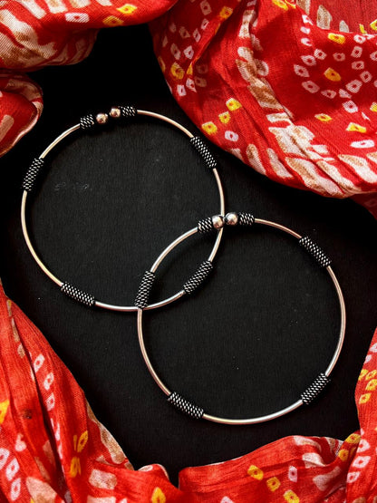 Oxidized Designer Anklet Pair