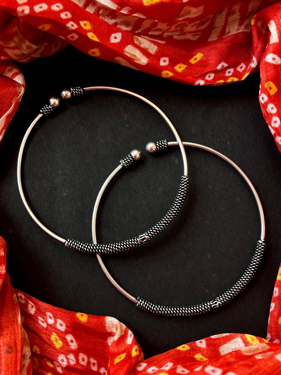 Oxidized Designer Anklet Pair