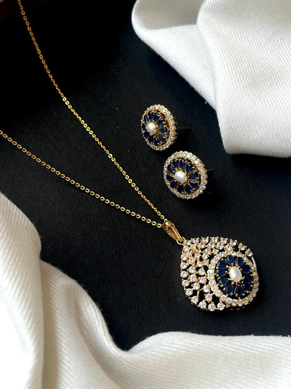 AD pendant Necklace with Earring Partywear Set