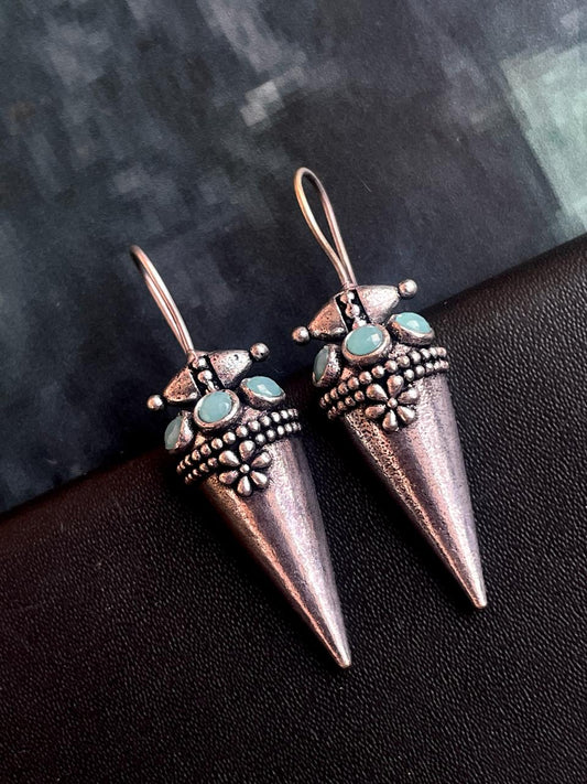 Oxidized Antique Look stone work stud Earring