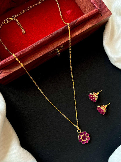 AD stone Pendant Necklace with Earring set