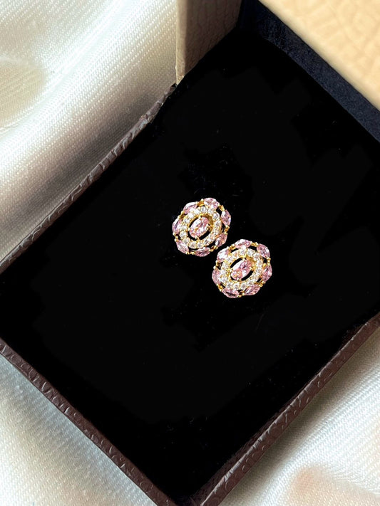 AD with Stone Oval Stud Earring