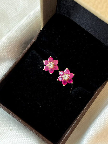 AD with Pink Stone Partywear Earring