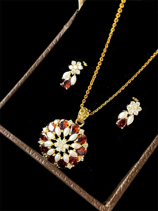 AD with Pearl Pendant Necklace with Earring set