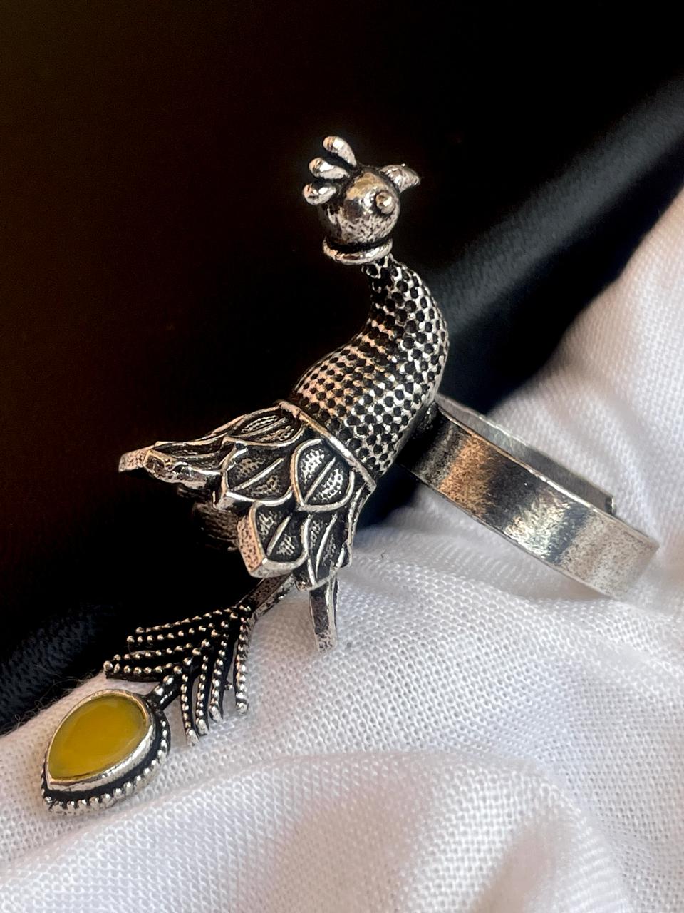 Peacock Shape Moanlisa Stone Ring
