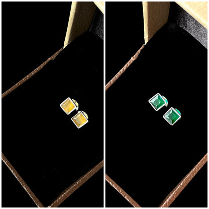 Monalisa Stone Silver Replica Tops Earring (Set of 2 pairs)