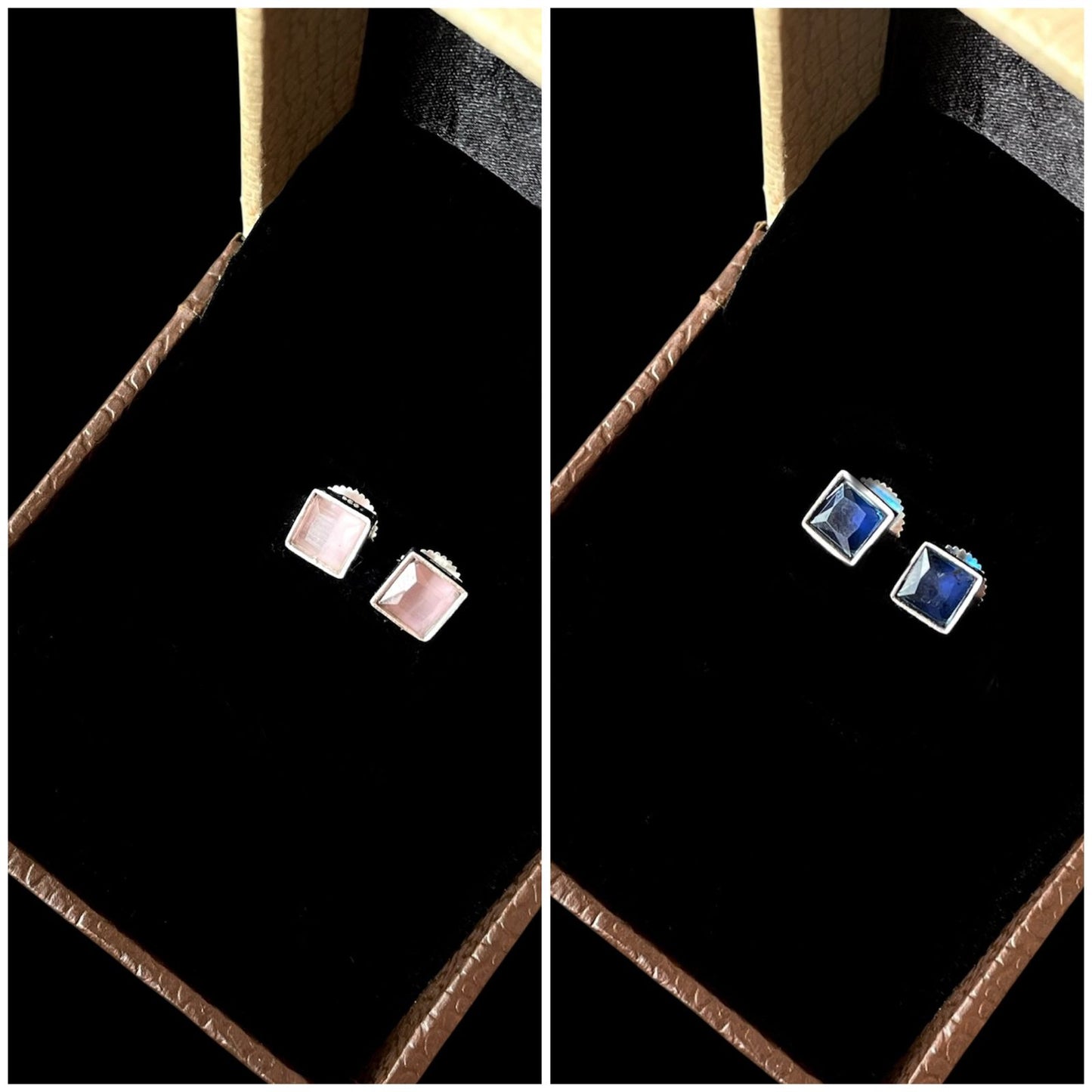 Monalisa Stone Silver Replica Tops Earring (Set of 2 pairs)