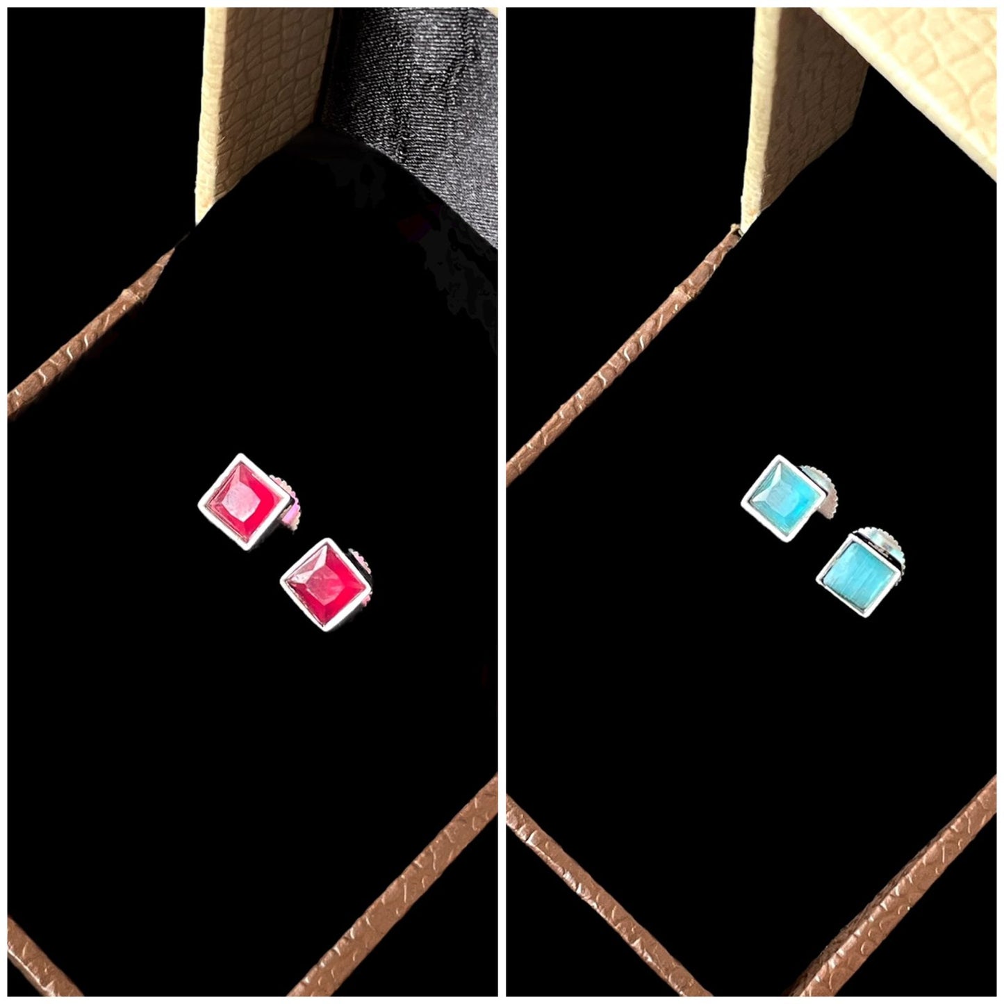 Monalisa Stone Silver Replica Tops Earring (Set of 2 pairs)