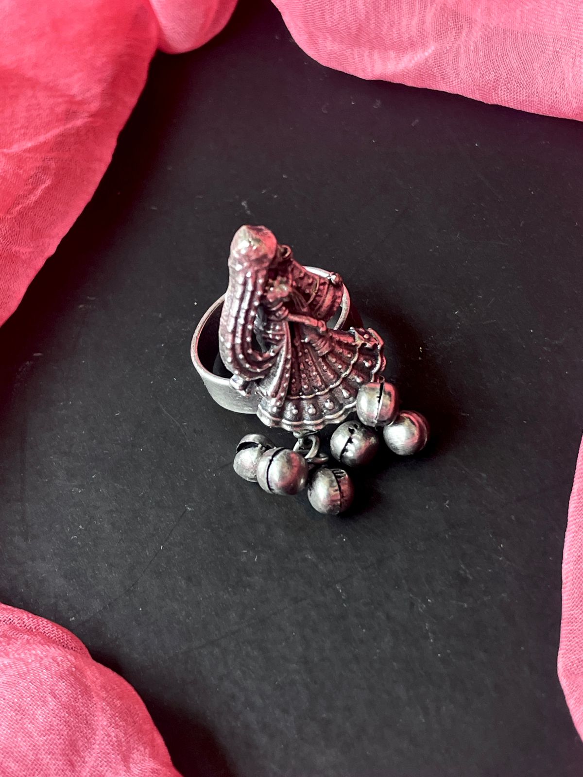 Oxidized Ethnic Ghunghroo Ring