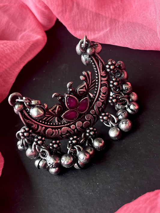 Black Polish Chandbali Ring