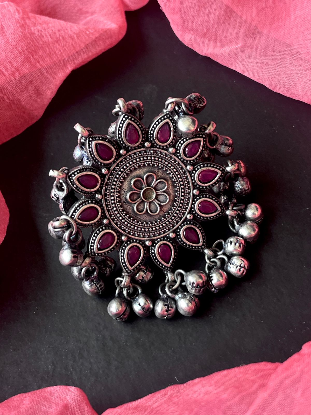 Black Polish Oxidized Partywear Ring