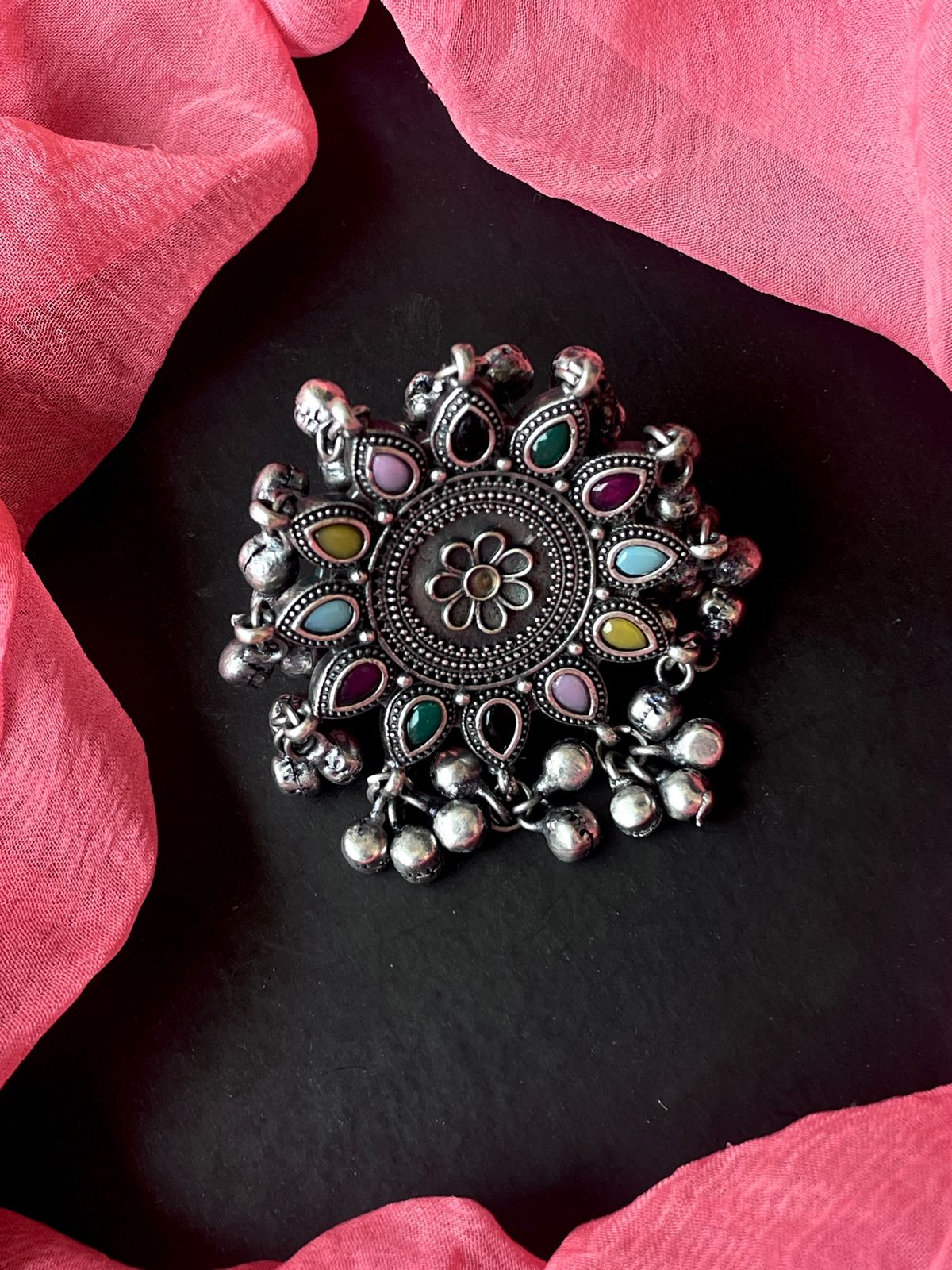 Black Polish Oxidized Partywear Ring