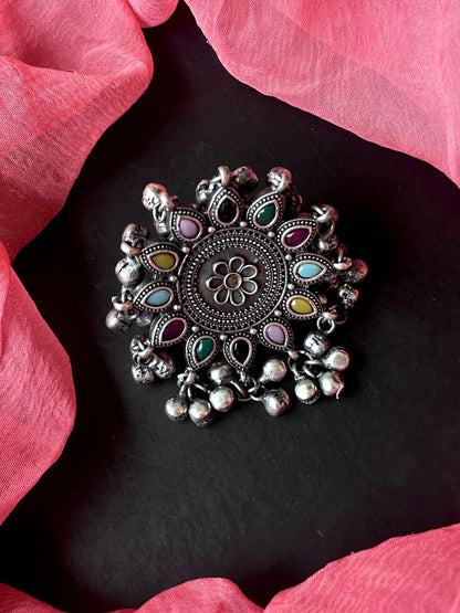 Black Polish Oxidized Partywear Ring