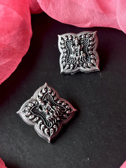 Oxidized Goddess Square shape Earring