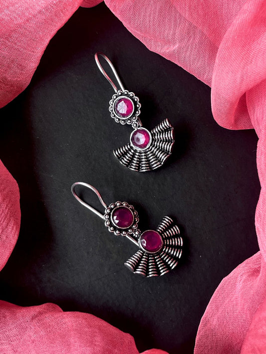 Monalisa Stone Oxidized Floral Earring