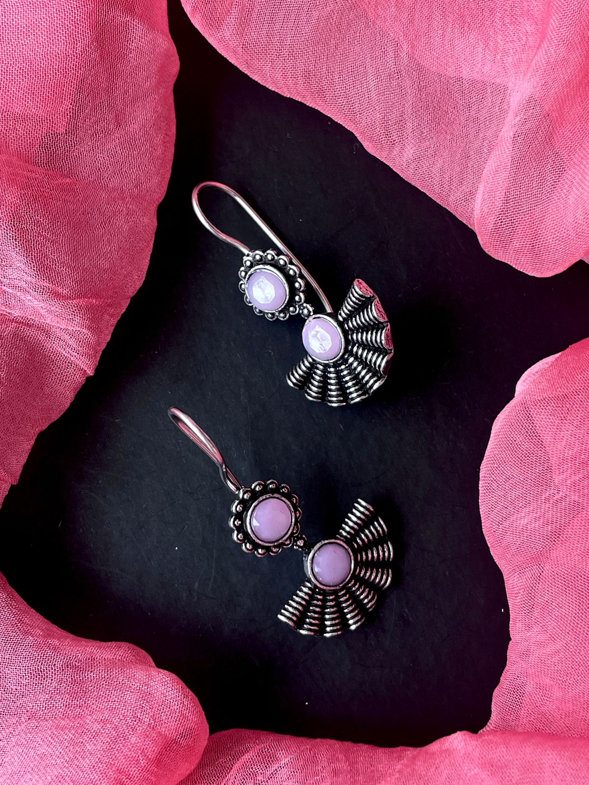 Monalisa Stone Oxidized Floral Earring