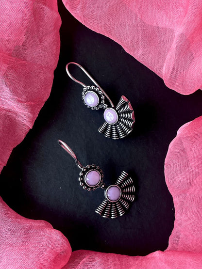 Monalisa Stone Oxidized Floral Earring